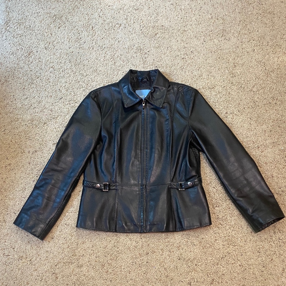 Nine West Classic Black Leather Jacket M